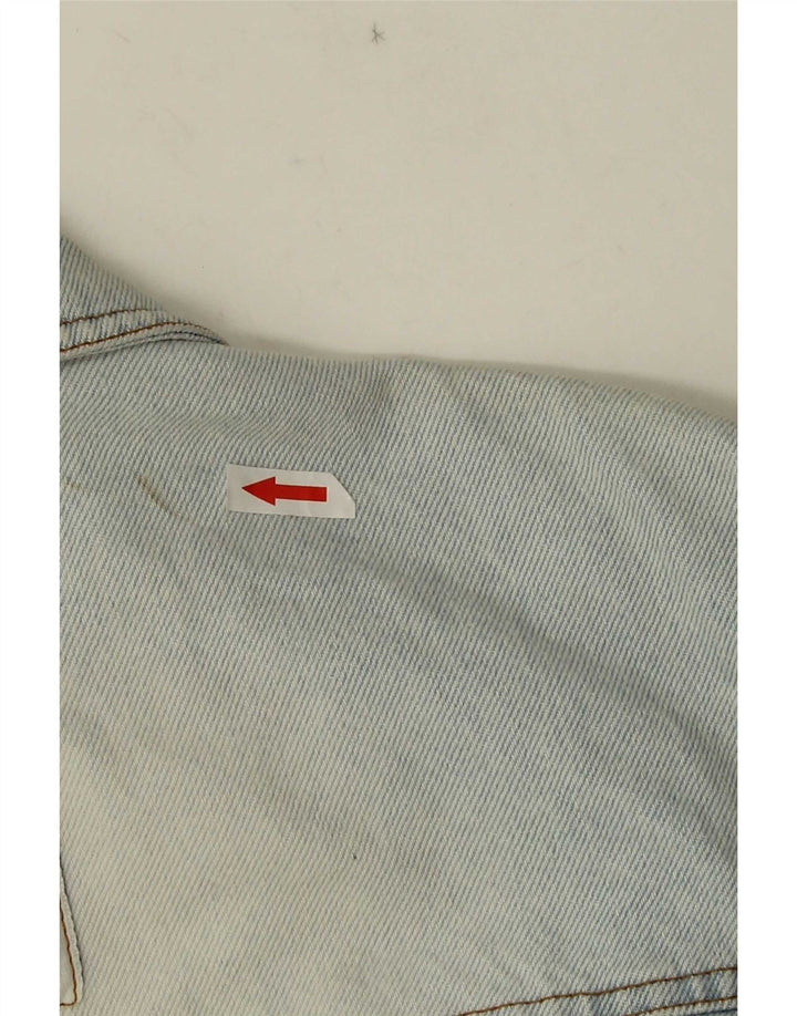 Jachetă vintage de denim cu grafică pentru femei UK 10 mic, albastru, bumbac