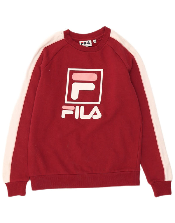 Pulover cu grafic supradimensionat pentru femei Fila UK 2 2XS Red Colorblock