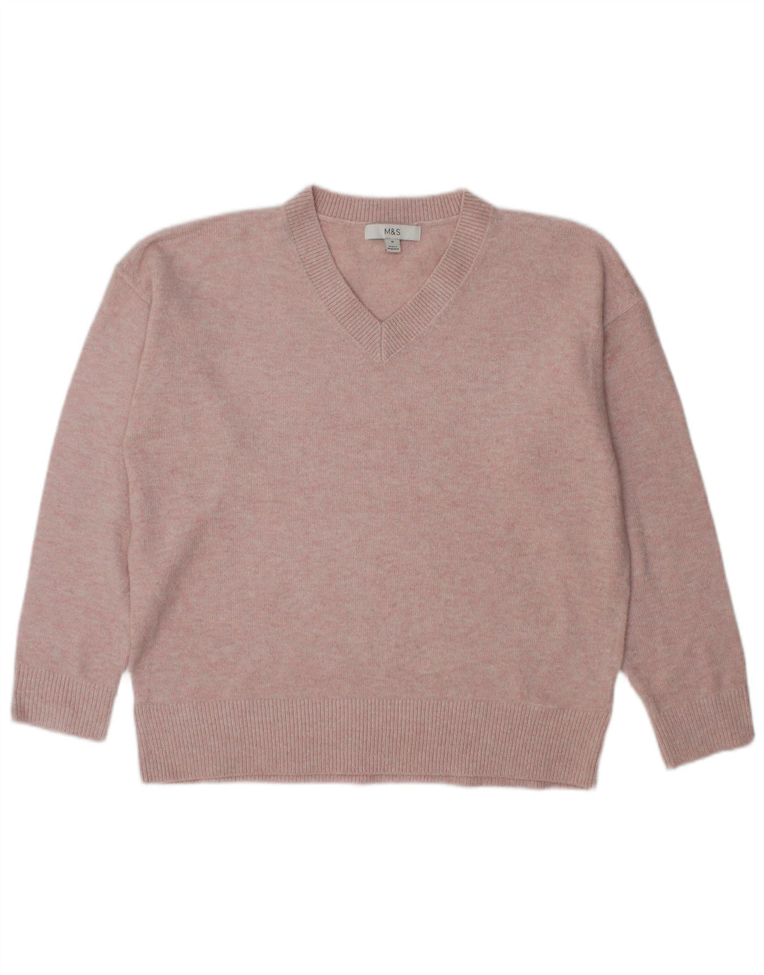 Pulover cu decolteu în V supradimensionat pentru femei Marks & Spencer UK 14 Roz mediu