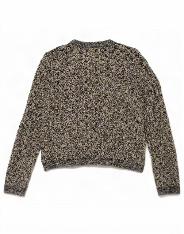 Zara Womens Crochet Cardigan Sweater UK 14 Medium Black Flecked Polyester