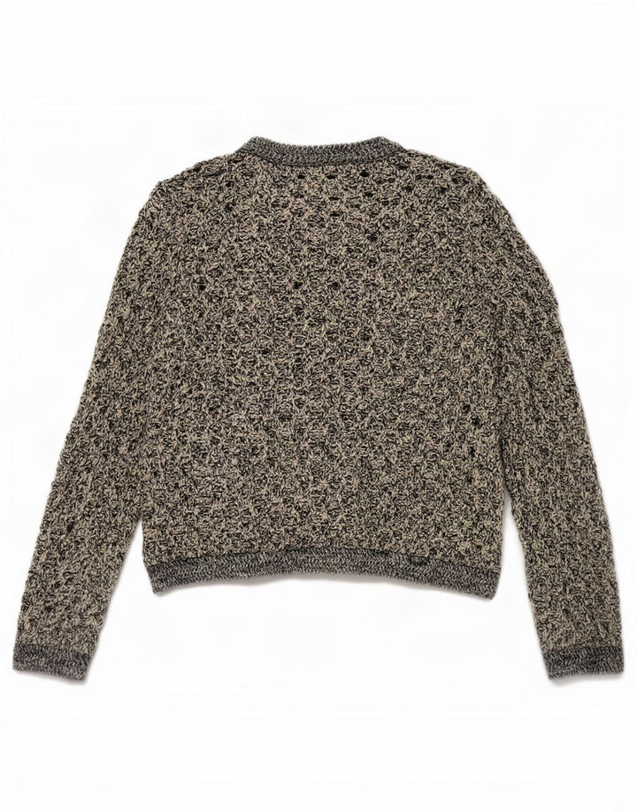 Pulover cardigan din croșetat Zara pentru femei UK 14 Poliester cu pături negru mediu