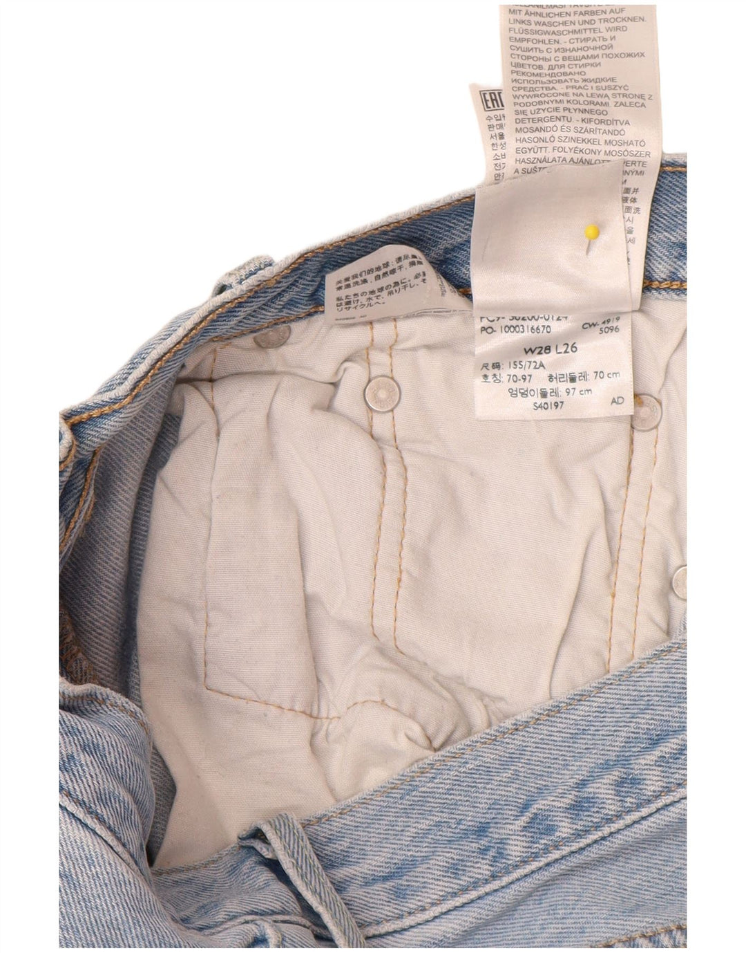 Blugi drepti pentru bărbați LEVI'S 501 W28 L26 Bumbac albastru