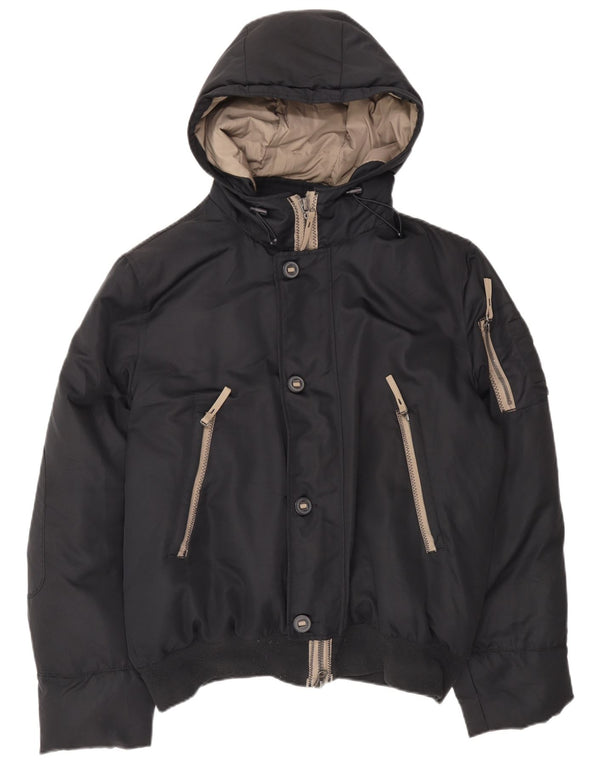 Jachetă căptușită cu glugă pentru bărbați Benetton IT 54 2XL Poliester negru