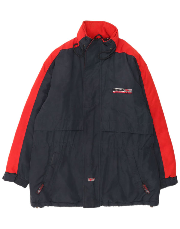 Jachetă de vânt cu glugă pentru bărbați Reebok UK 40, mare, albastru, poliester color bloc