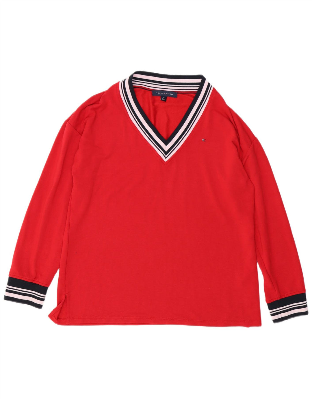 TOMMY HILFIGER Top pentru femei cu mânecă lungă UK 14 Medium Red Viscose