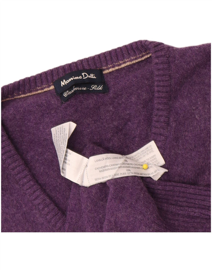 Massimo Dutti Pulover cu decolteu în V pentru bărbați XL Lână violet