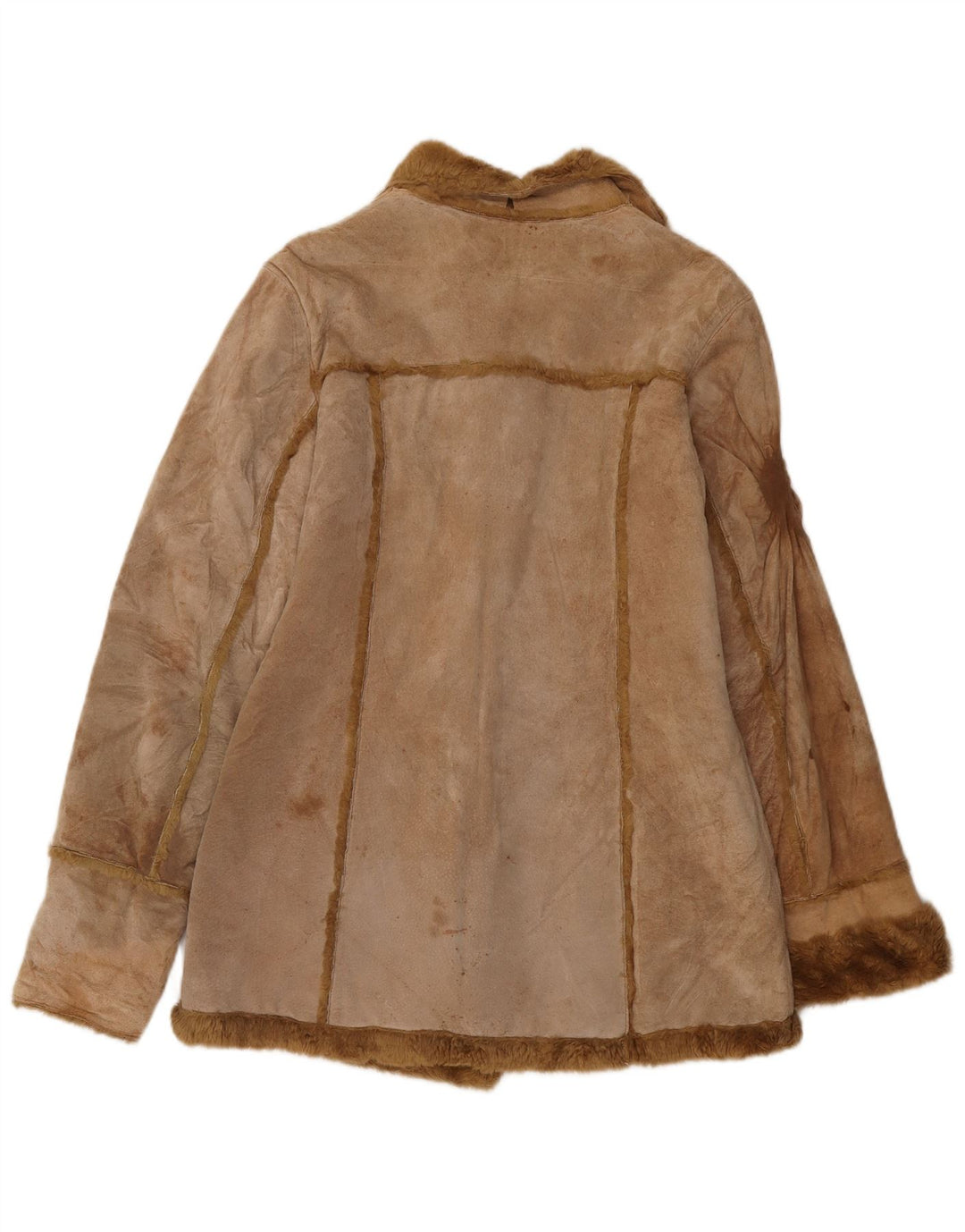 Jachetă din shearling pentru femei Zara UK 14 Medium Beige Piele