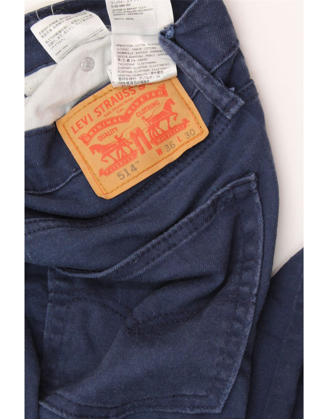 Blugi drepti pentru bărbați LEVI'S 514 W36 L30 bumbac bleumarin