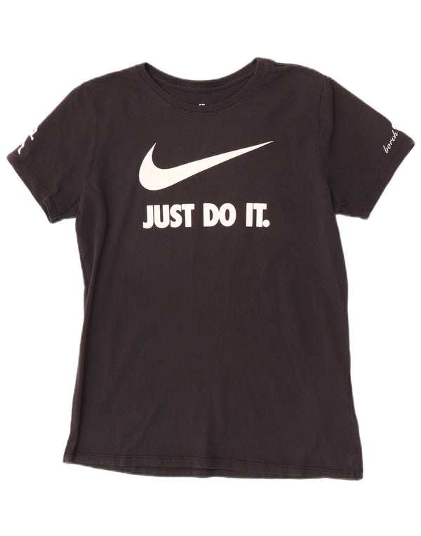 Tricou grafic Nike pentru bărbați, cu croială atletică, top mediu din bumbac negru