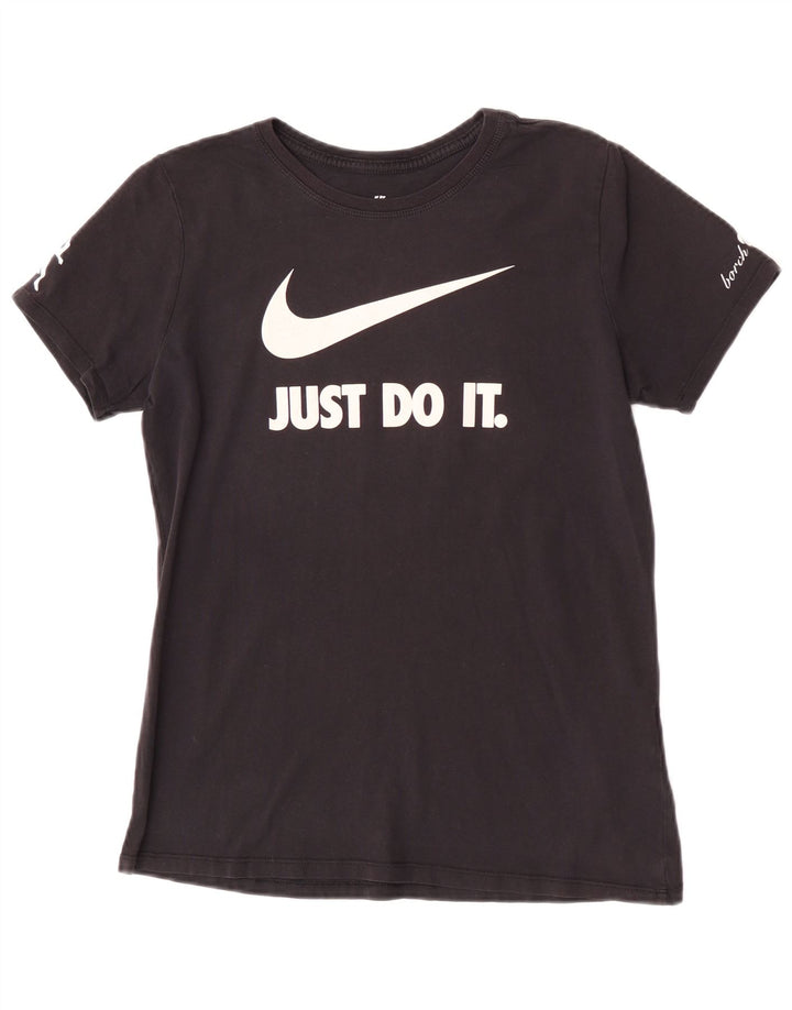 Tricou grafic Nike pentru bărbați, cu croială atletică, top mediu din bumbac negru