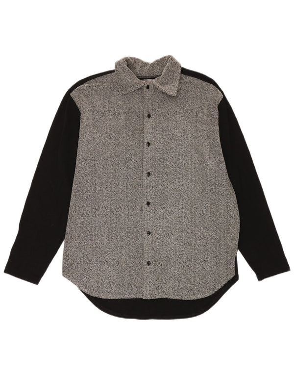 Vintage Mens Shirt Medium Grey Colourblock Acrylic