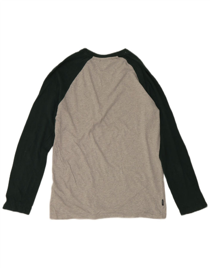 Top pentru bărbați Superdry cu mânecă lungă, gri mediu, bumbac color bloc