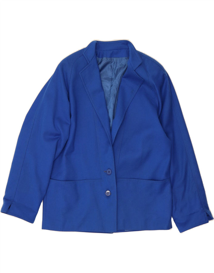 VINTAGE Womens 2 Button Blazer Jacket EU 44 XL Blue Wool Vintage Vintage and Second-Hand Vintage from Messina Hembry 