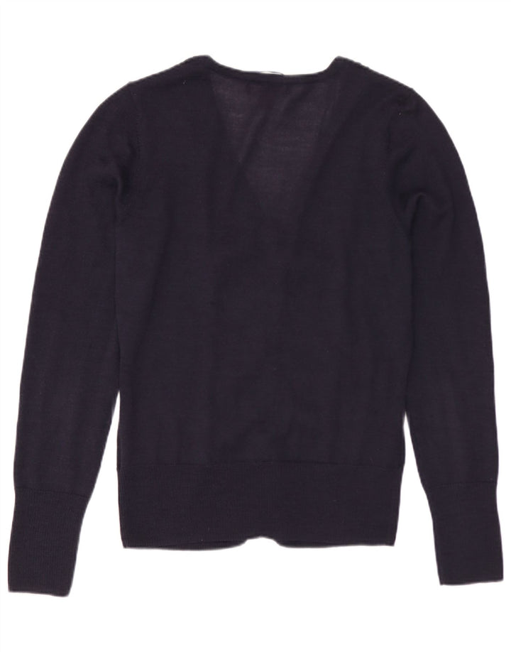 Pulover cardigan pentru femei Monsoon UK 12 Mediu Lână merino bleumarin