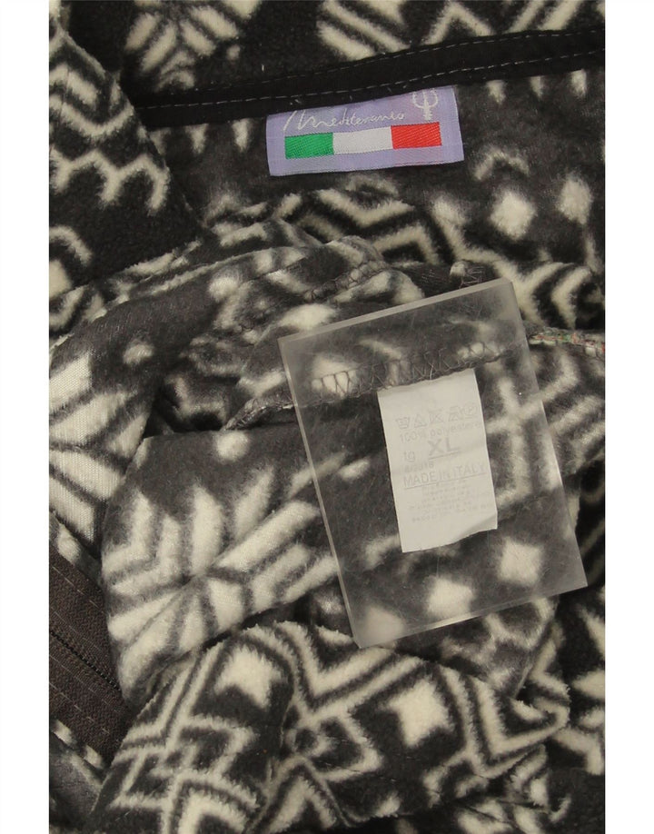 VINTAGE Womens Fleece Jacket UK 18 XL Black Fair Isle Polyester Vintage Vintage and Second-Hand Vintage from Messina Hembry 