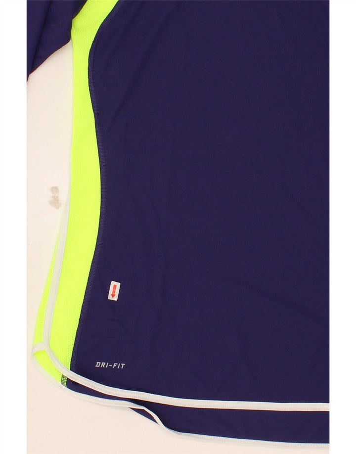 NIKE Womens Dri Fit Top Long Sleeve UK 16 Large Blue Colourblock Polyester Vintage Nike and Second-Hand Nike from Messina Hembry 