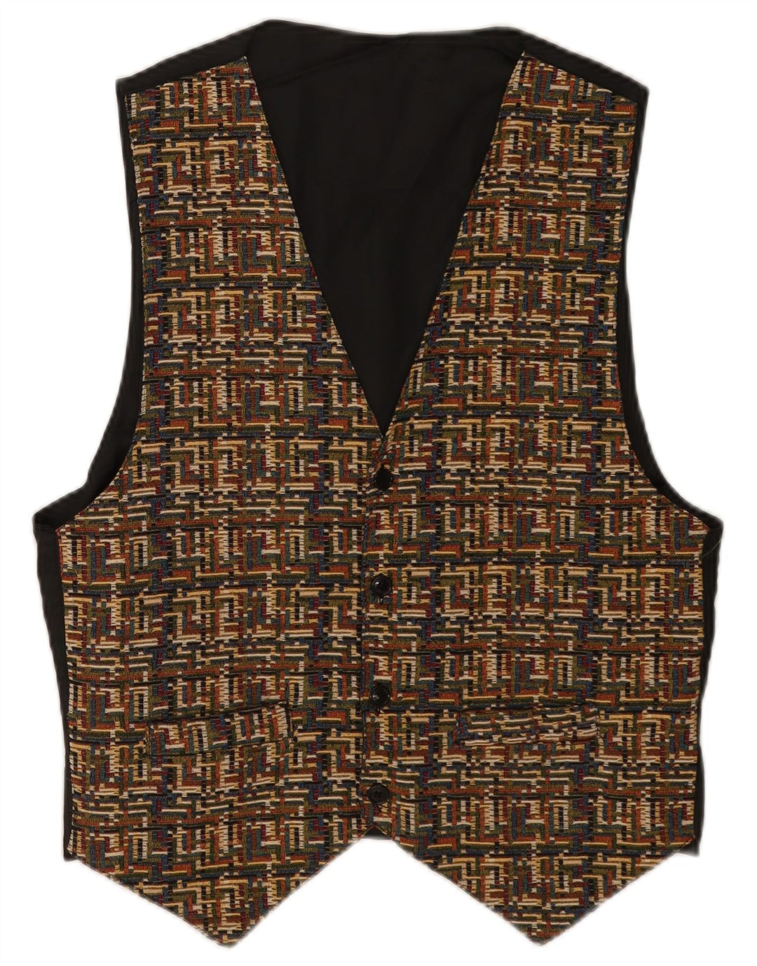 Vestă vintage pentru bărbați, mare, maro, geometric, poliester