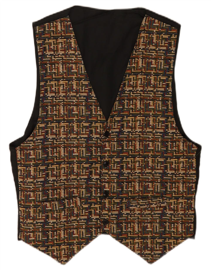Vestă vintage pentru bărbați, mare, maro, geometric, poliester