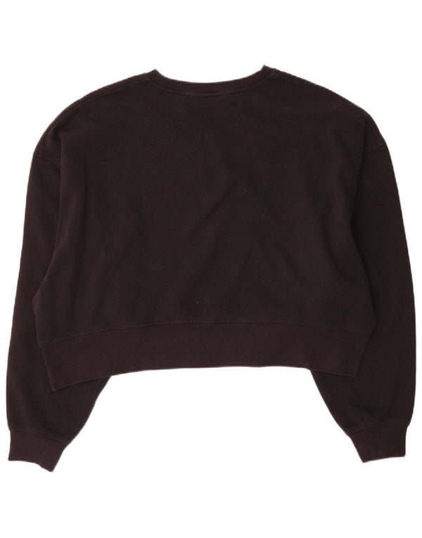 Dkny Pulover oversize Crop pentru femei UK 10 Bumbac negru mic