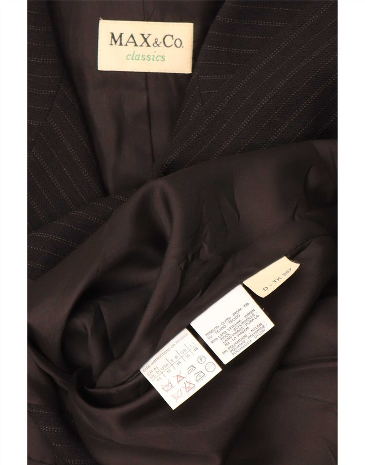 Blazer pentru femei Max & Co. Jachetă cu 4 nasturi UK 16 Lână mare cu dungi negre