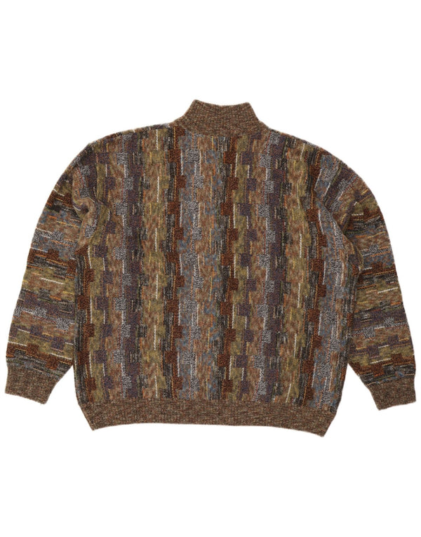 Pulover pentru bărbați College By Marcazzani, cu fermoar și gât, IT 54 XL Maro Geometric