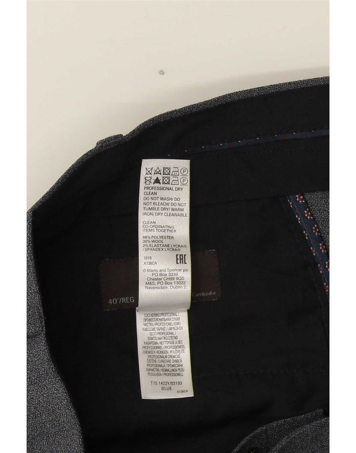 Pantaloni de costum obișnuiți pentru bărbați Marks & Spencer L40 L31 poliester albastru