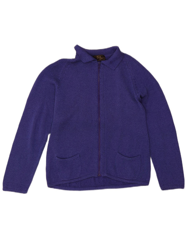 Pulover Cardigan Vintage pentru Damă IT 46 Mare Bumbac Violet