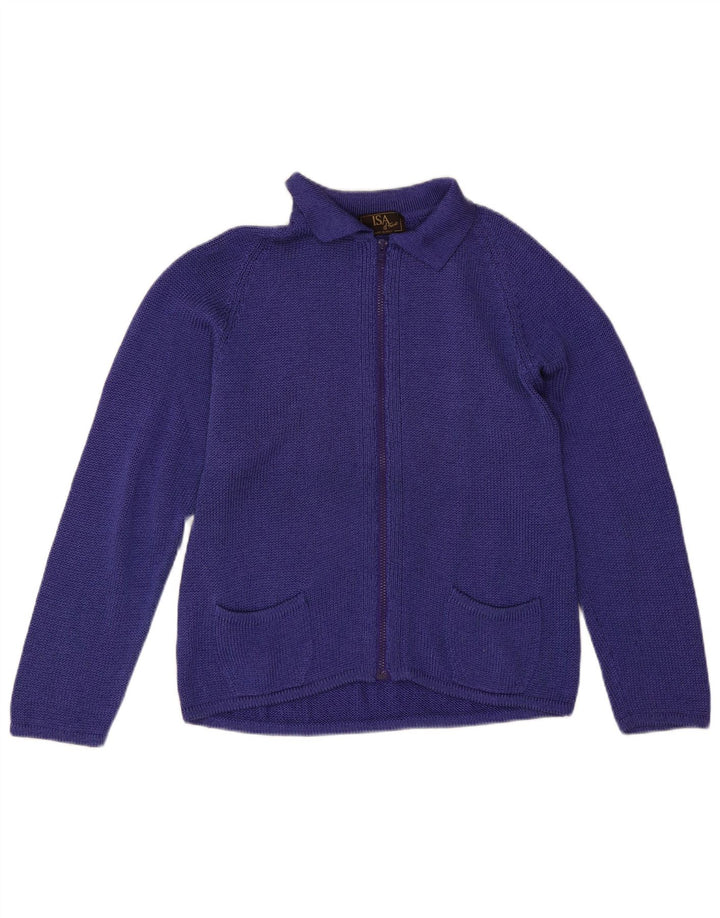 Pulover Cardigan Vintage pentru Damă IT 46 Mare Bumbac Violet