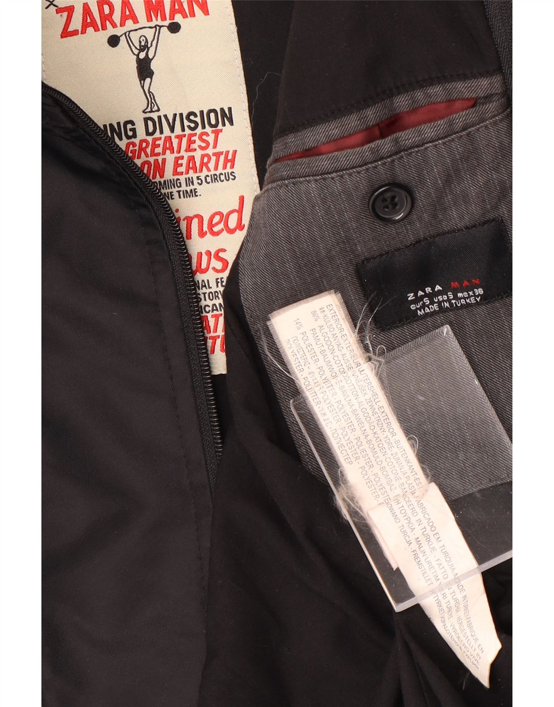 Jachetă pentru bărbați Zara, cu 2 nasturi, UK 36, bumbac cu dungi gri mici