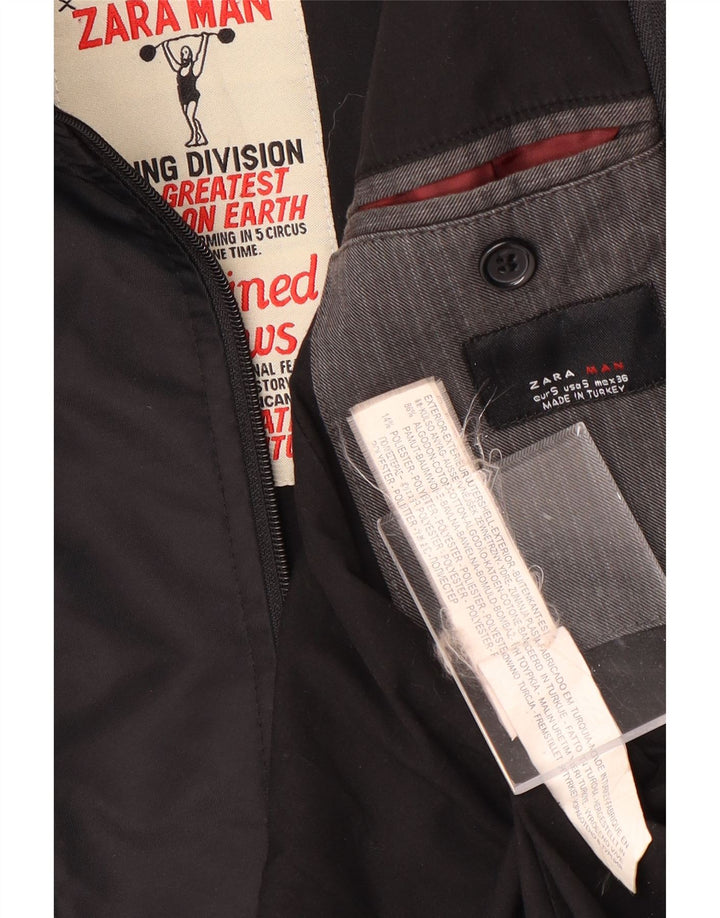 Jachetă pentru bărbați Zara, cu 2 nasturi, UK 36, bumbac cu dungi gri mici