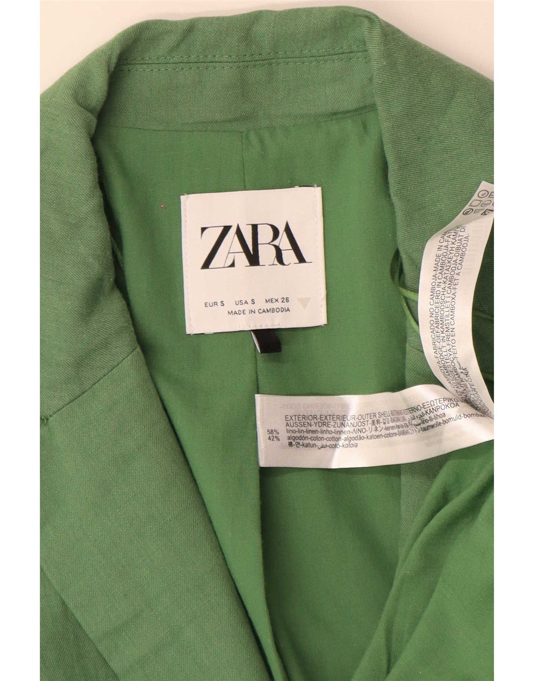 Blazer supradimensionat cu 2 nasturi Zara pentru femei UK 10, in verde mic