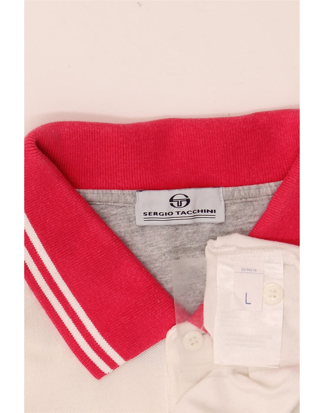 SERGIO TACCHINI Tricou polo pentru bărbați, mare, alb, din bumbac color bloc