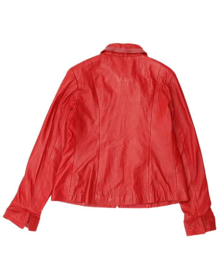 Jachetă de piele vintage pentru femei UK 24 4XL roșu