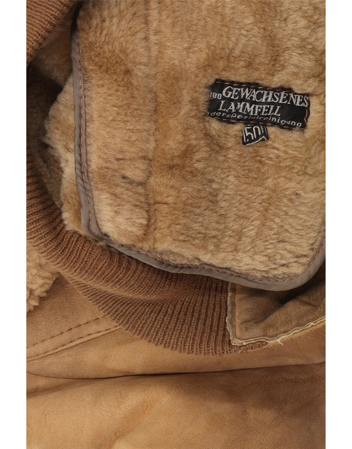Jachetă Bomber din shearling vintage pentru bărbați EU 50, mare, bej, din shearling