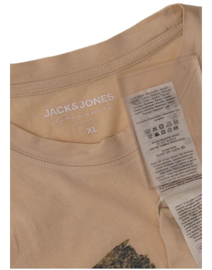 Tricou grafic pentru bărbați JACK & JONES Top XL bumbac bej