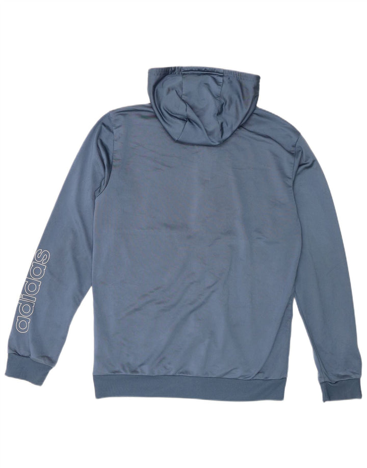 Pulover Adidas pentru bărbați, cu fermoar, poliester albastru mediu