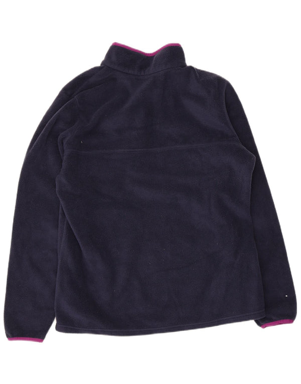 Pulover Columbia pentru femei, cu gât cu nasturi, fleece UK 16, mare, poliester bleumarin
