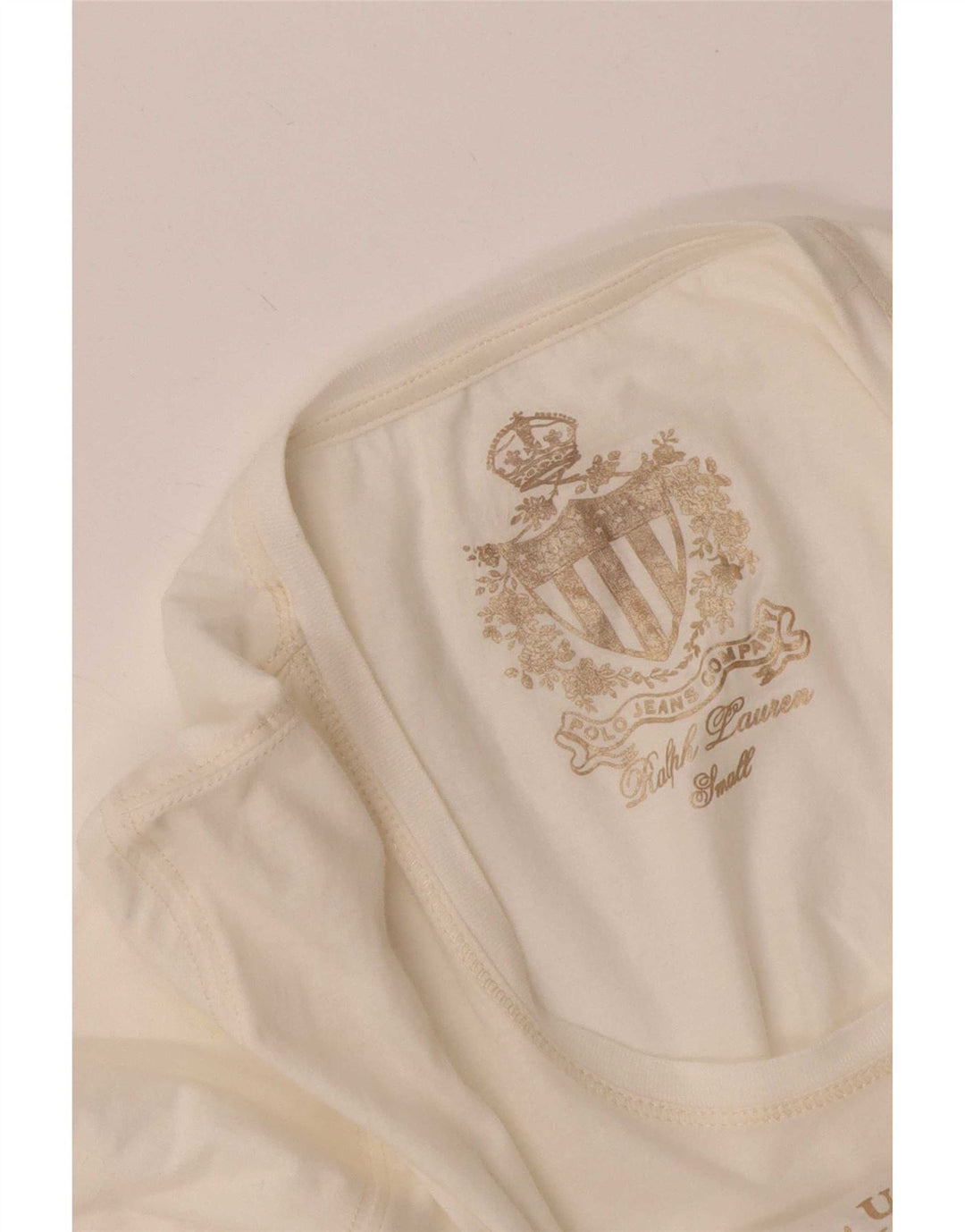 Top cu grafic pentru femei Ralph Lauren cu mânecă lungă UK 8 Small White