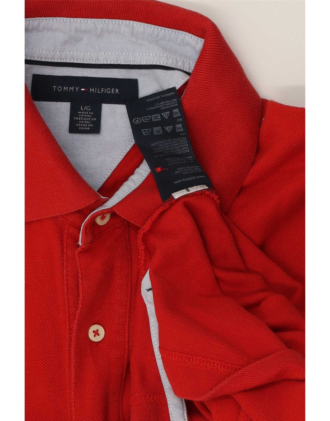 Tricou polo Tommy Hilfiger pentru bărbați, bumbac roșu mare