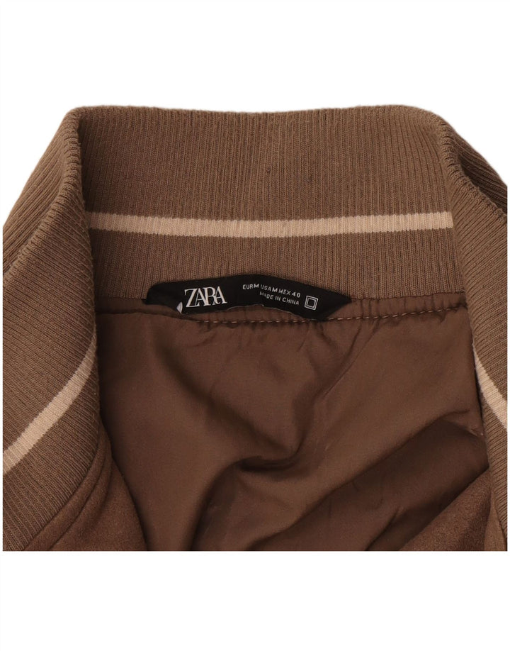 Bomber de piele intoarsa pentru barbati ZARA UK 38 Maro Mediu