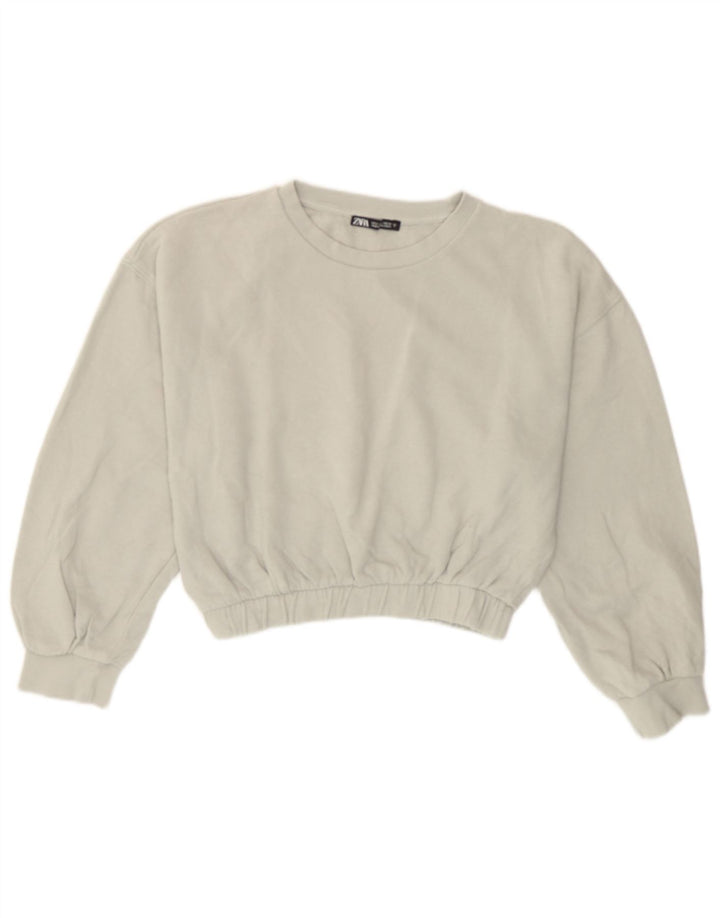 Pulover pentru femeie Zara Crop Pulover UK 14, bumbac gri mediu