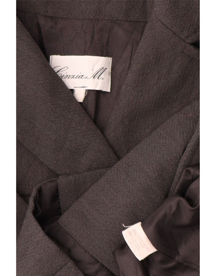 Jachetă vintage pentru femei crop dublu-breasted, UK 14, gri mediu