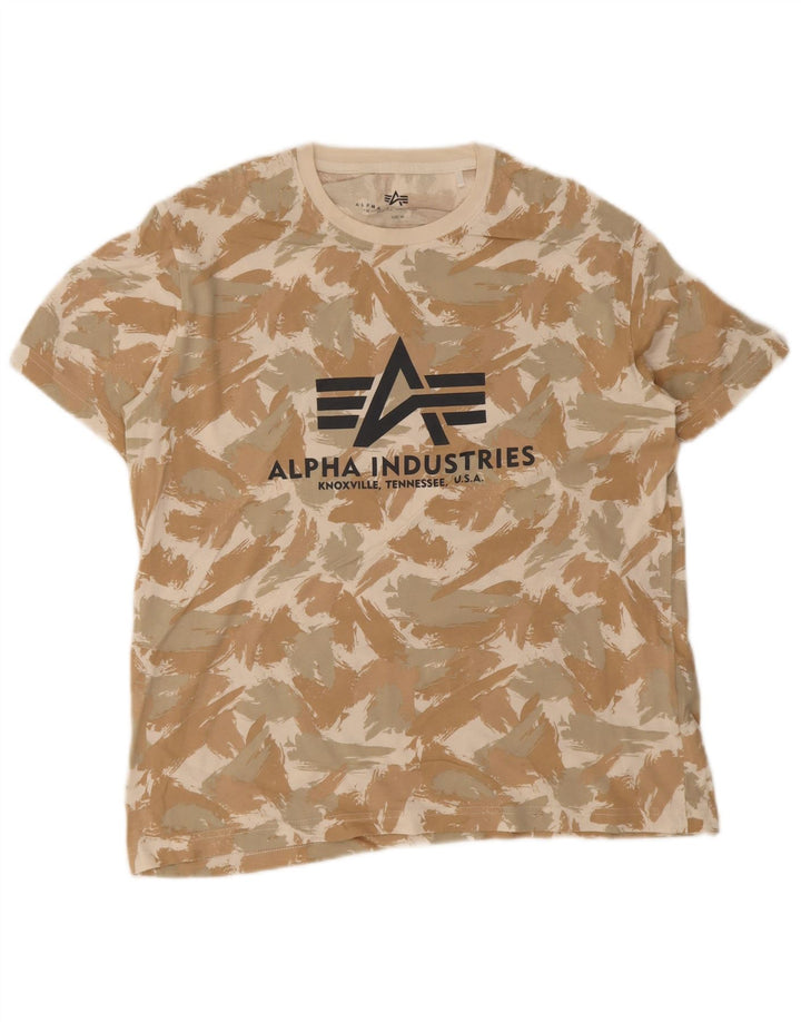 Tricou grafic pentru bărbați Alpha Industries Top Mediu Bej Geometric