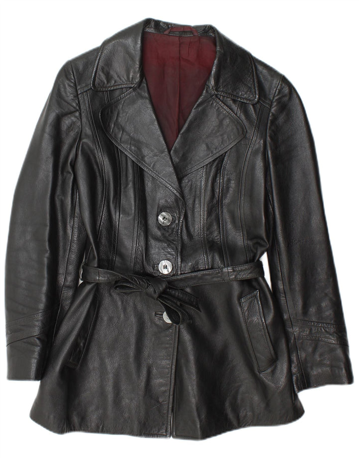 Geaca de piele vintage pentru femei IT 44 Medium Black Leather