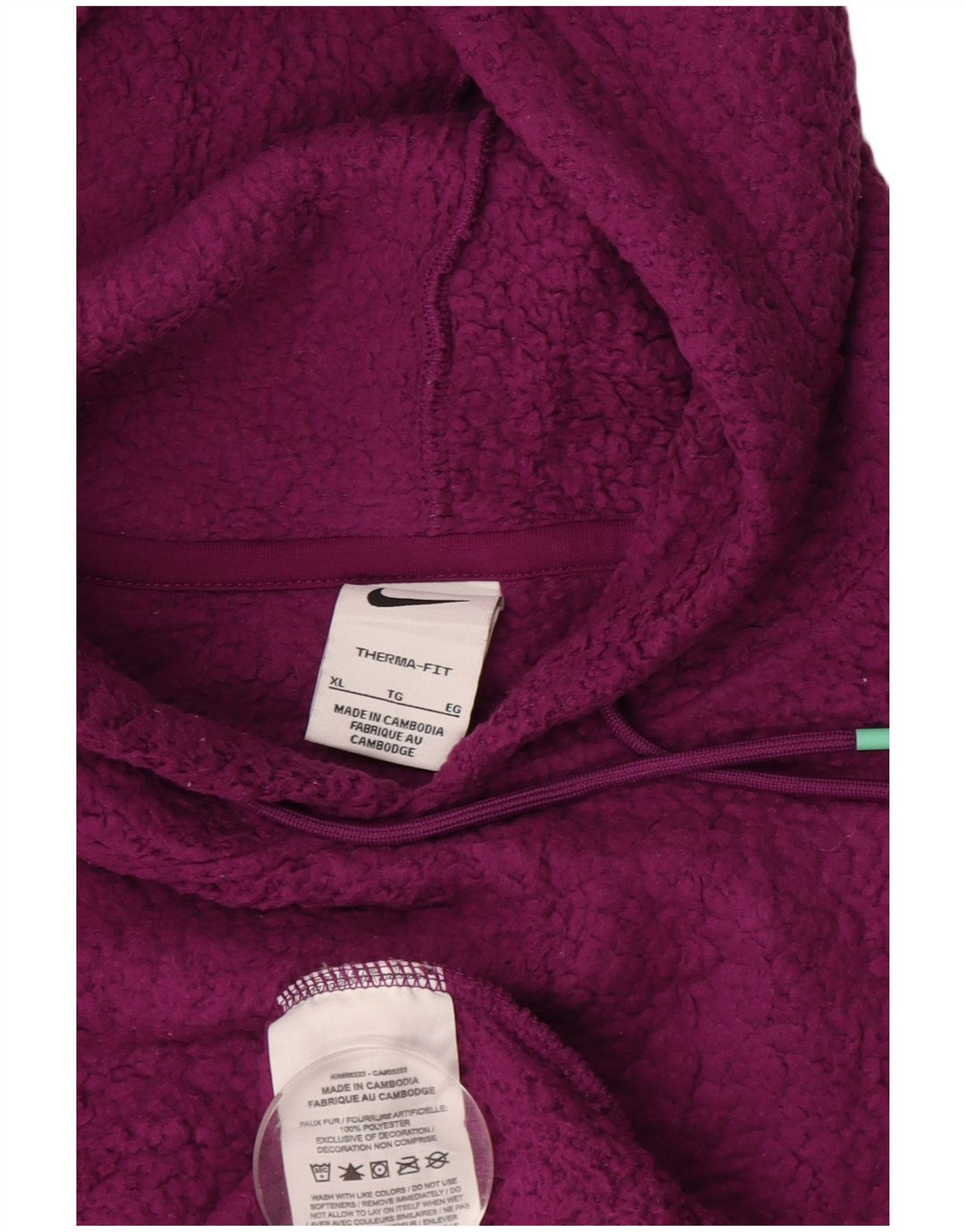 Pulover NIKE pentru femei Therma-Fit, cu glugă, din lână UK 18 XL, violet, poliester