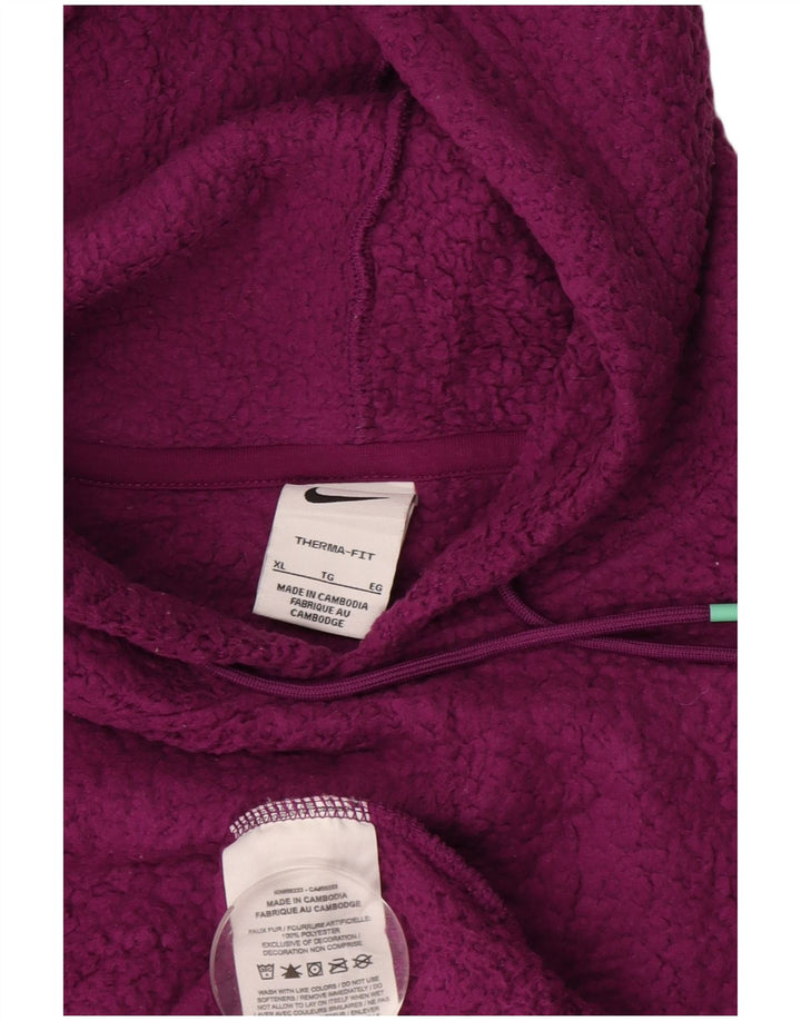 Pulover NIKE pentru femei Therma-Fit, cu glugă, din lână UK 18 XL, violet, poliester