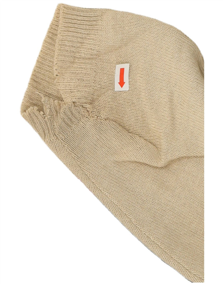 Pulover vintage pentru bărbați, mare, bej, bloc de culoare, poliacrilic