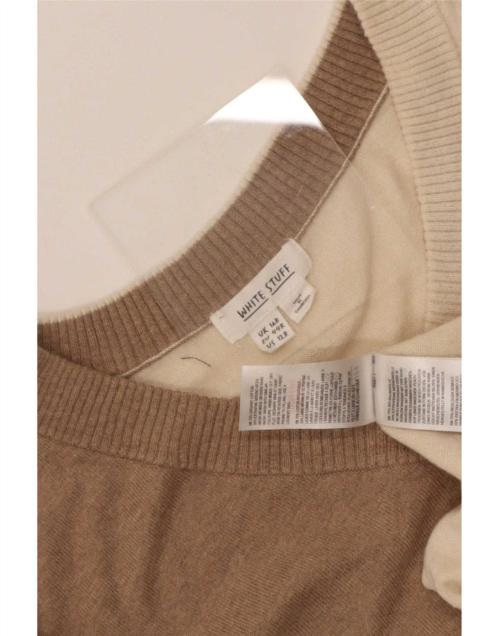 White Stuff Pulover cu decolteu în V pentru femei UK 16 Large Multicolor