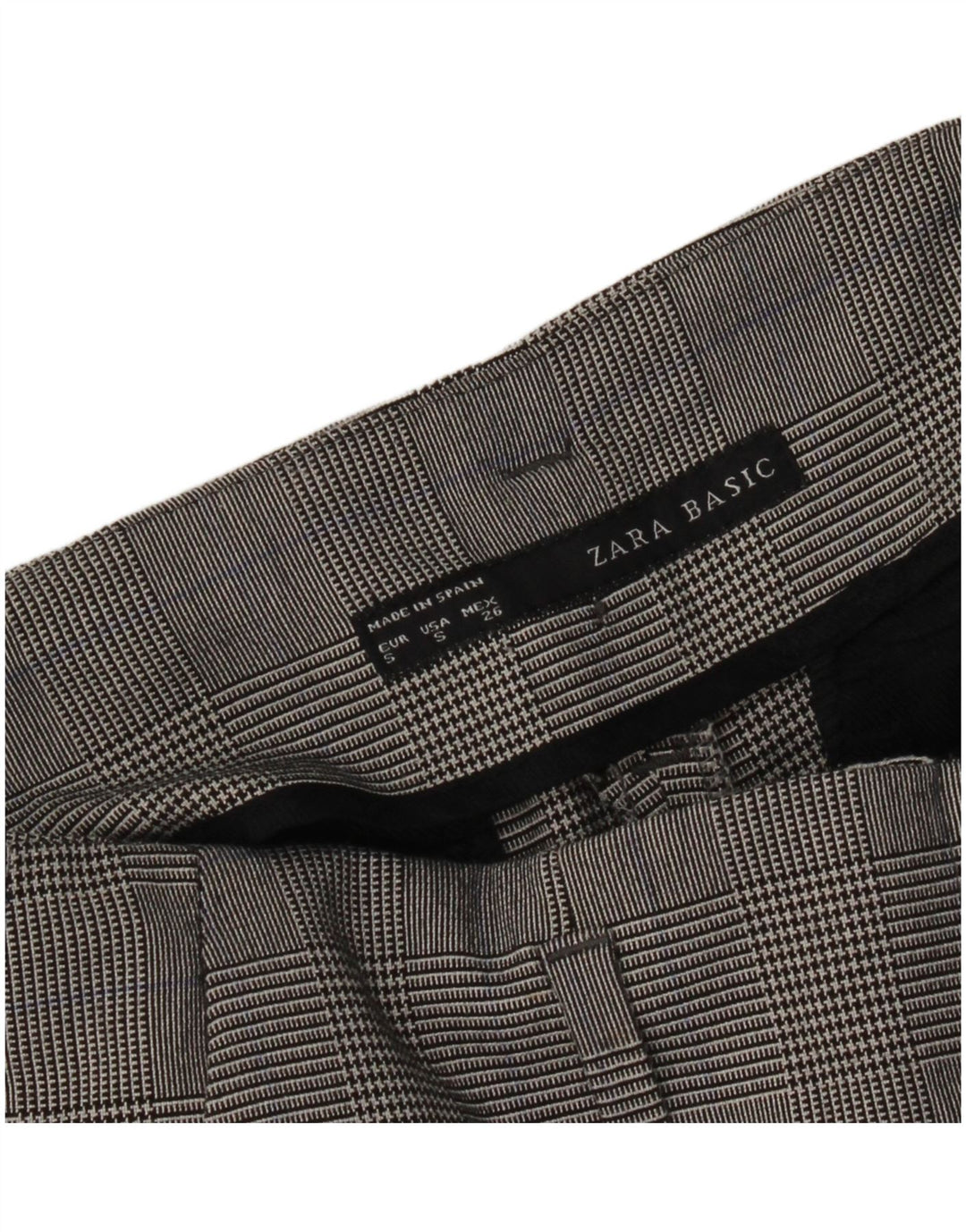 Pantaloni tăiați pentru femei Zara, mici, L26 L25, gri Houndstooth