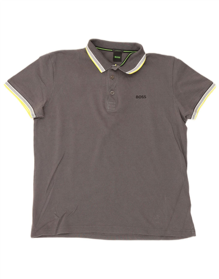 Tricou polo Hugo Boss pentru bărbați, bumbac, gri mediu